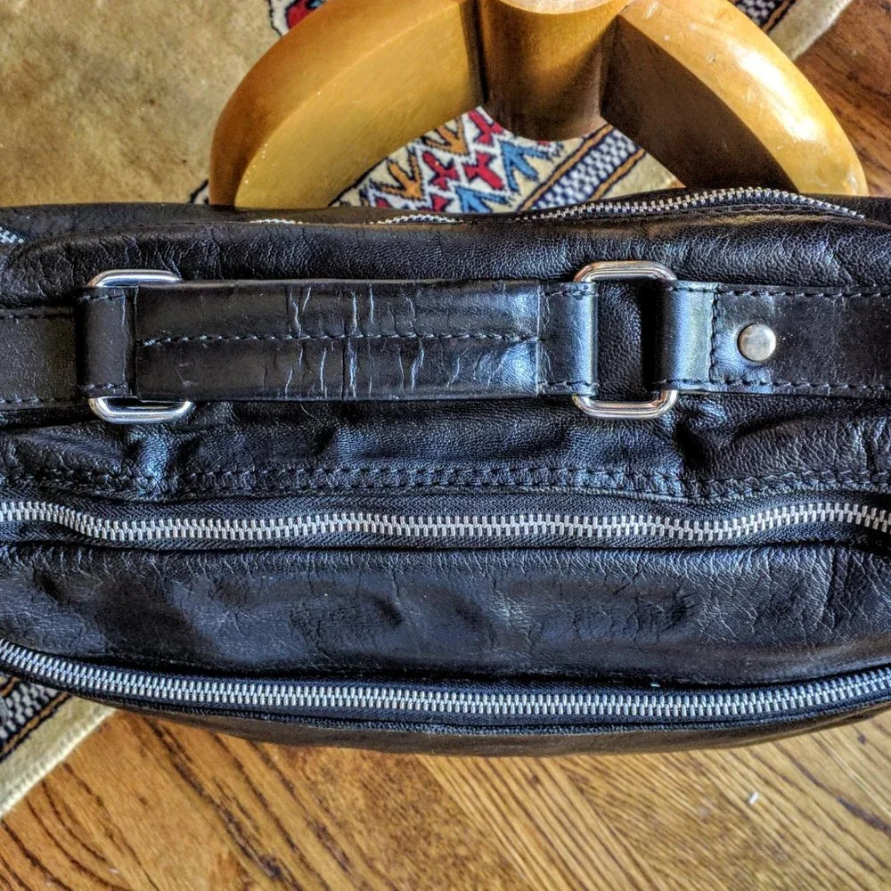 Zara black leather laptop/overnight bag